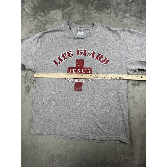VTG Christianity Shirt Jesus Lifeguard Men Large Gray Short Sleeve Christian Y2K - Picture 6 of 9